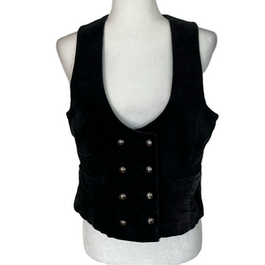 Women's Black Double-Breasted Vest